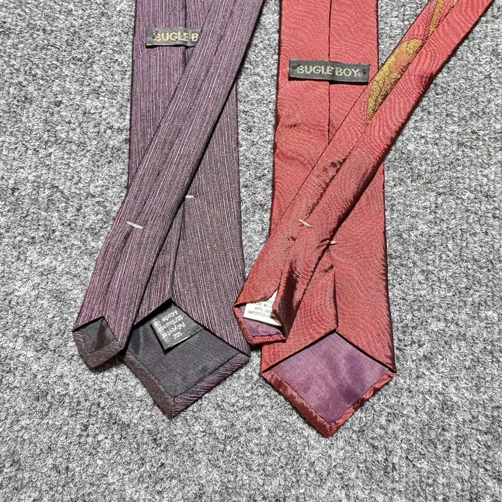 Bugle Boy Vintage Necktie Set Mens OS Purple‎ Red Abstract Crest Retro Academia